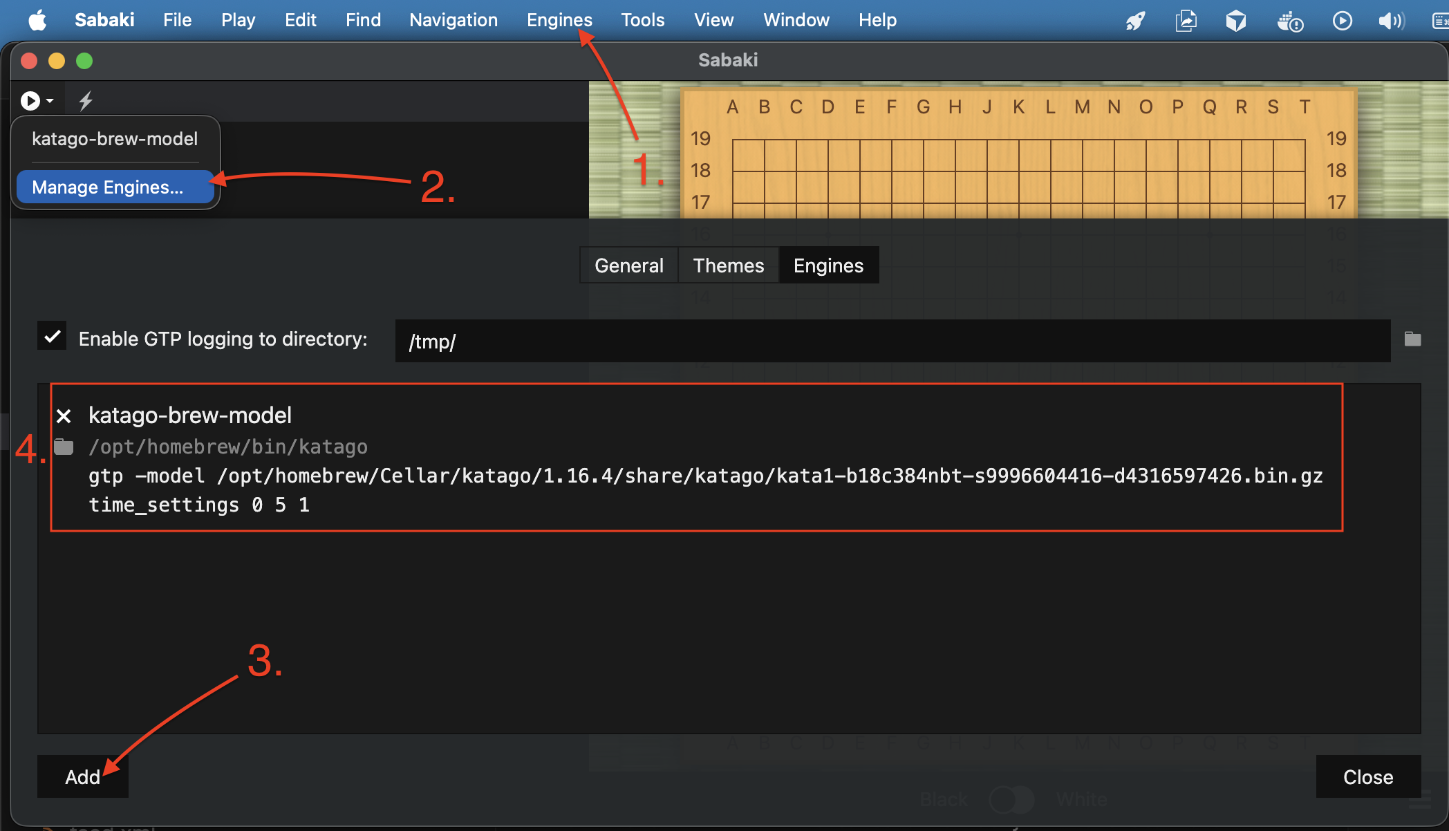 Filling In Sabaki Engine Details